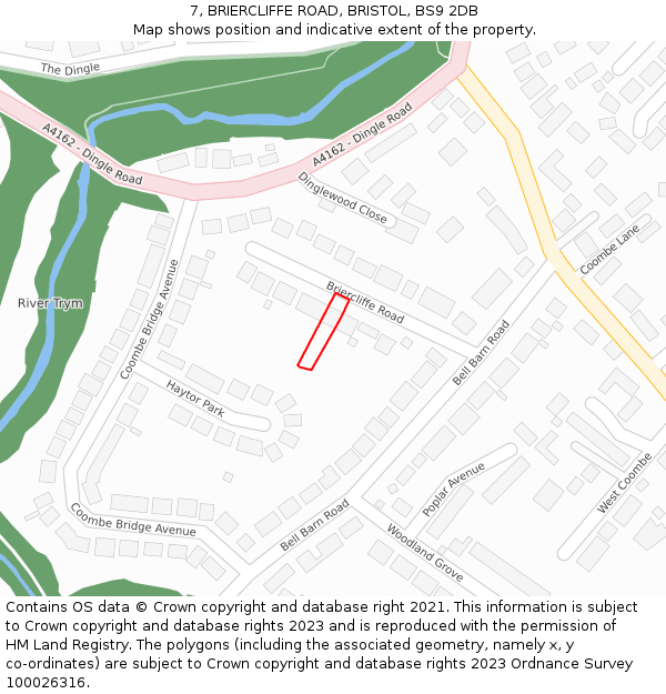 7, BRIERCLIFFE ROAD, BRISTOL, BS9 2DB: Location map and indicative extent of plot