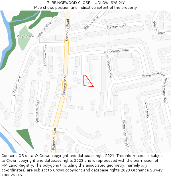 7, BRINGEWOOD CLOSE, LUDLOW, SY8 2LY: Location map and indicative extent of plot