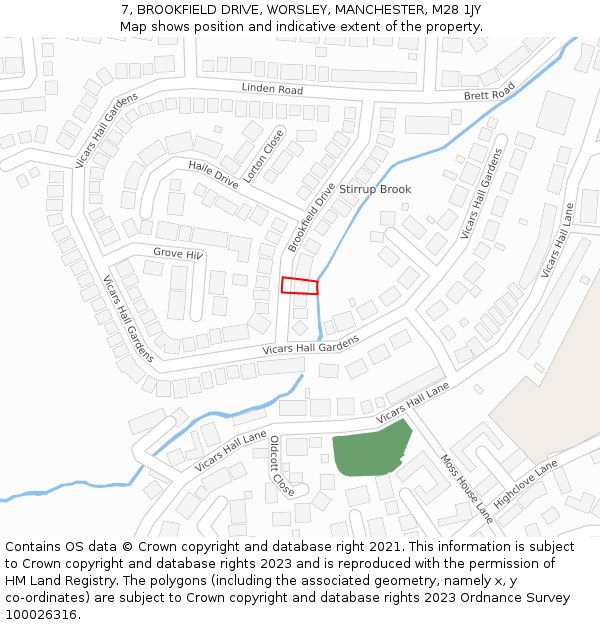 7, BROOKFIELD DRIVE, WORSLEY, MANCHESTER, M28 1JY: Location map and indicative extent of plot