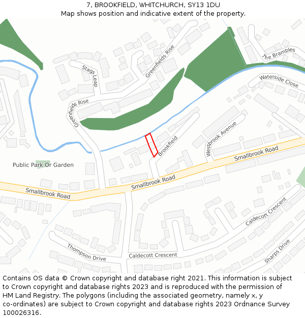 7, BROOKFIELD, WHITCHURCH, SY13 1DU: Location map and indicative extent of plot