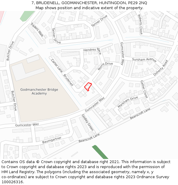 7, BRUDENELL, GODMANCHESTER, HUNTINGDON, PE29 2NQ: Location map and indicative extent of plot