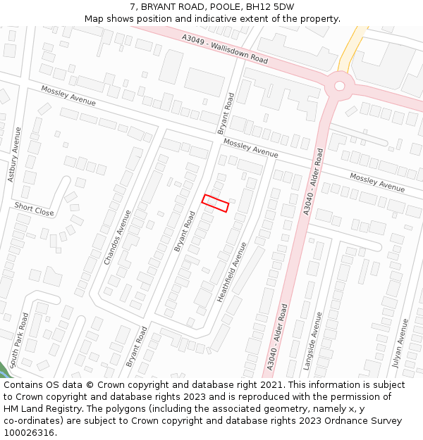 7, BRYANT ROAD, POOLE, BH12 5DW: Location map and indicative extent of plot