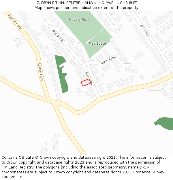 7, BRYN EITHIN, PENTRE HALKYN, HOLYWELL, CH8 8HZ: Location map and indicative extent of plot