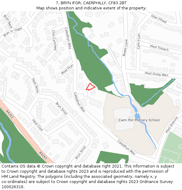 7, BRYN IFOR, CAERPHILLY, CF83 2BT: Location map and indicative extent of plot