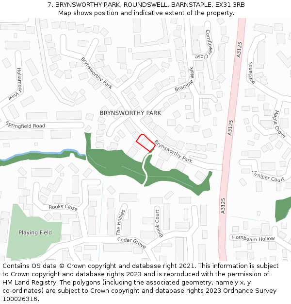 7, BRYNSWORTHY PARK, ROUNDSWELL, BARNSTAPLE, EX31 3RB: Location map and indicative extent of plot