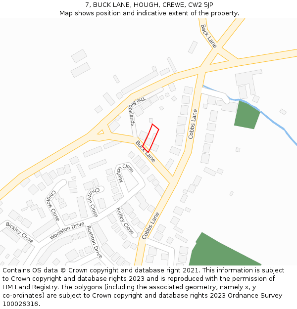 7, BUCK LANE, HOUGH, CREWE, CW2 5JP: Location map and indicative extent of plot