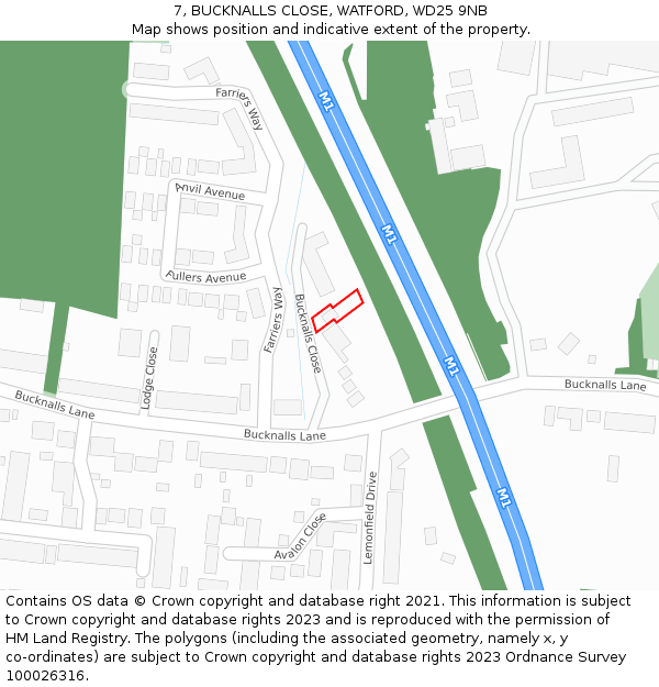 7, BUCKNALLS CLOSE, WATFORD, WD25 9NB: Location map and indicative extent of plot