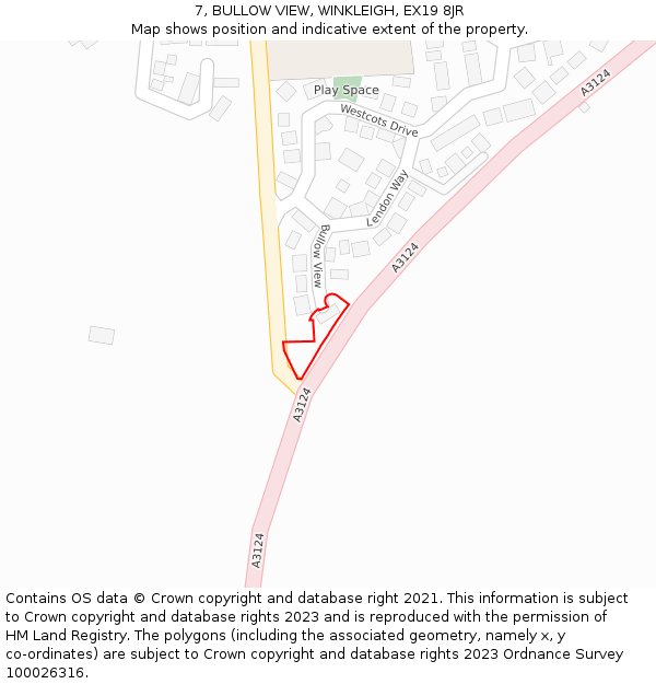 7, BULLOW VIEW, WINKLEIGH, EX19 8JR: Location map and indicative extent of plot