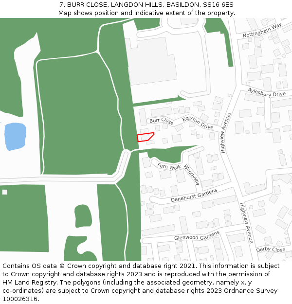 7, BURR CLOSE, LANGDON HILLS, BASILDON, SS16 6ES: Location map and indicative extent of plot