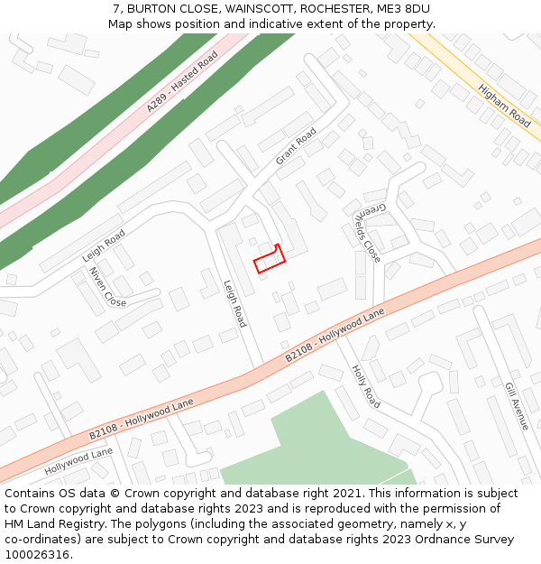 7, BURTON CLOSE, WAINSCOTT, ROCHESTER, ME3 8DU: Location map and indicative extent of plot