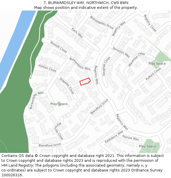 7, BURWARDSLEY WAY, NORTHWICH, CW9 8WN: Location map and indicative extent of plot