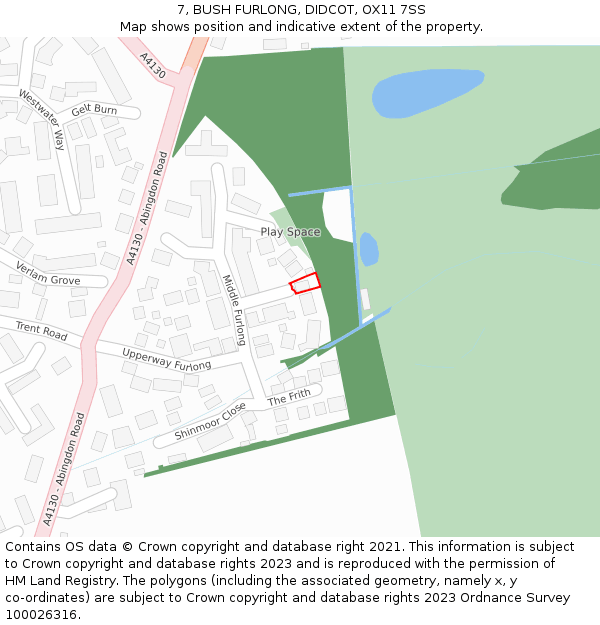 7, BUSH FURLONG, DIDCOT, OX11 7SS: Location map and indicative extent of plot