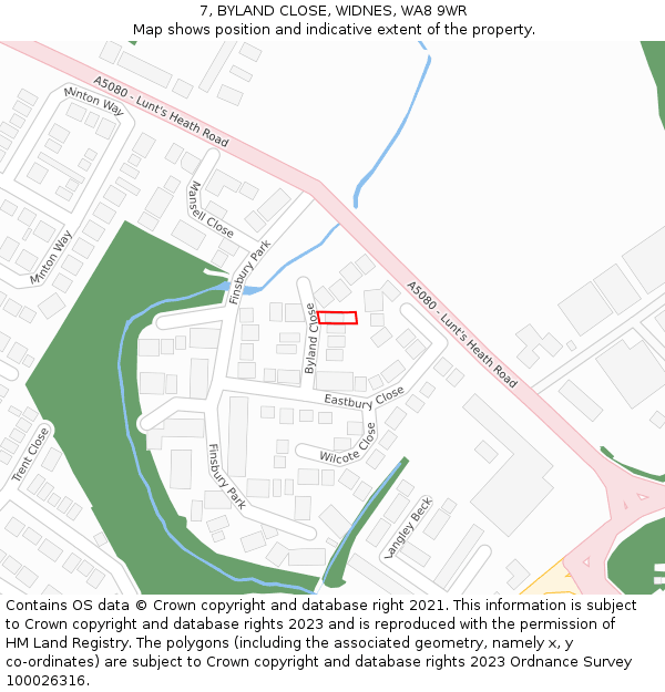 7, BYLAND CLOSE, WIDNES, WA8 9WR: Location map and indicative extent of plot