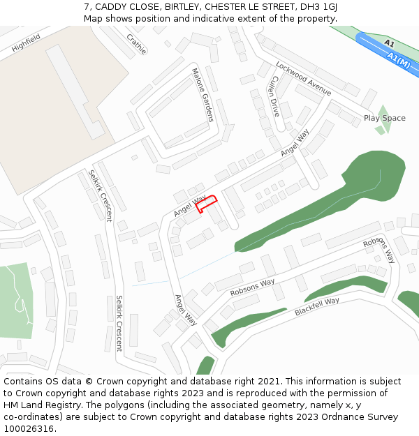 7, CADDY CLOSE, BIRTLEY, CHESTER LE STREET, DH3 1GJ: Location map and indicative extent of plot