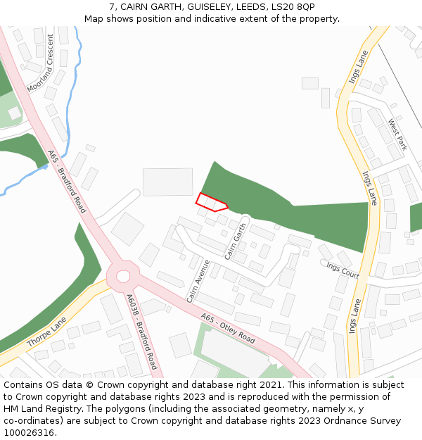 7, CAIRN GARTH, GUISELEY, LEEDS, LS20 8QP: Location map and indicative extent of plot