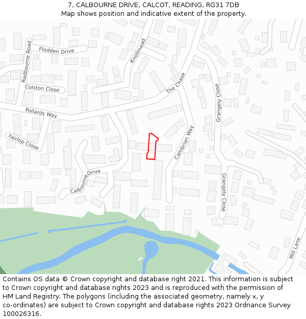 7, CALBOURNE DRIVE, CALCOT, READING, RG31 7DB: Location map and indicative extent of plot