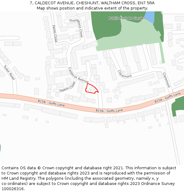 7, CALDECOT AVENUE, CHESHUNT, WALTHAM CROSS, EN7 5RA: Location map and indicative extent of plot