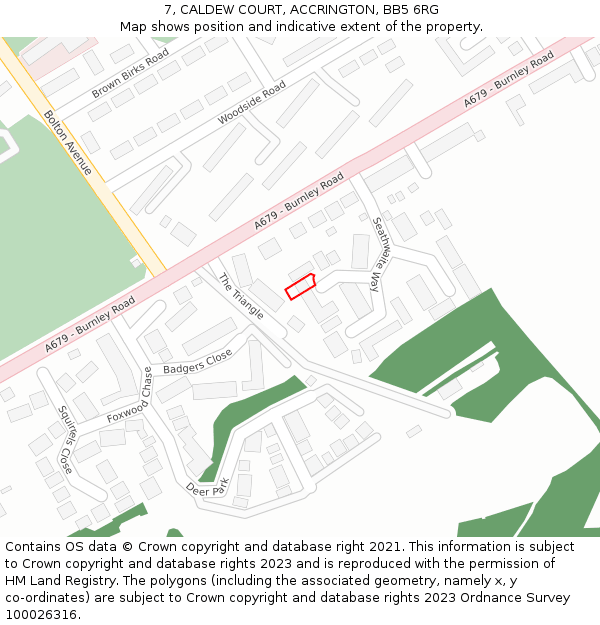 7, CALDEW COURT, ACCRINGTON, BB5 6RG: Location map and indicative extent of plot