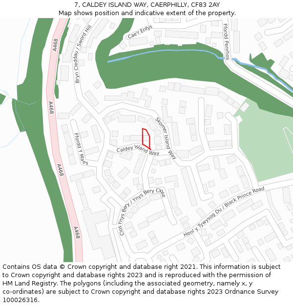 7, CALDEY ISLAND WAY, CAERPHILLY, CF83 2AY: Location map and indicative extent of plot