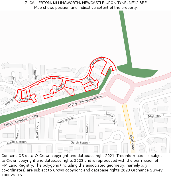 7, CALLERTON, KILLINGWORTH, NEWCASTLE UPON TYNE, NE12 5BE: Location map and indicative extent of plot