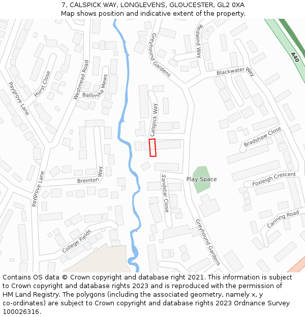 7, CALSPICK WAY, LONGLEVENS, GLOUCESTER, GL2 0XA: Location map and indicative extent of plot