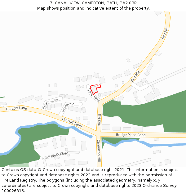 7, CANAL VIEW, CAMERTON, BATH, BA2 0BP: Location map and indicative extent of plot