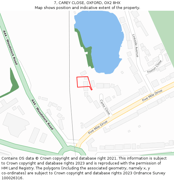 7, CAREY CLOSE, OXFORD, OX2 8HX: Location map and indicative extent of plot