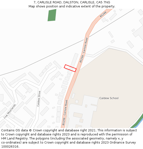 7, CARLISLE ROAD, DALSTON, CARLISLE, CA5 7NG: Location map and indicative extent of plot