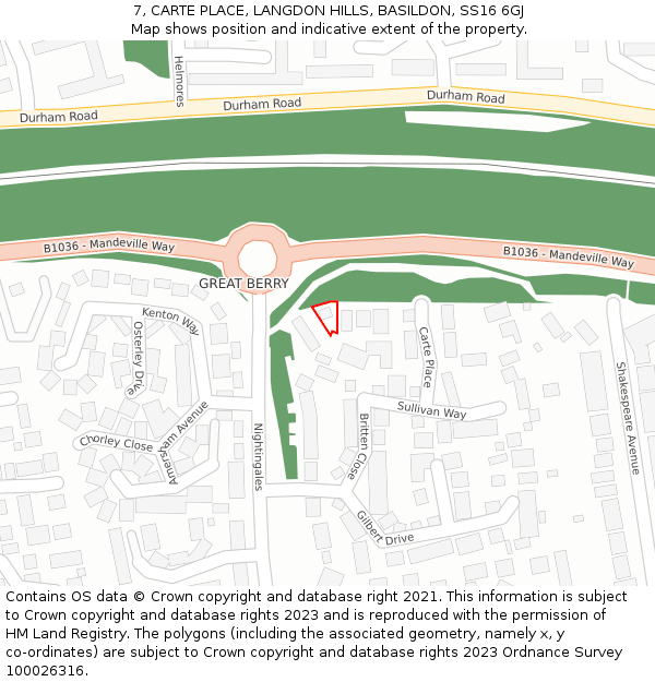7, CARTE PLACE, LANGDON HILLS, BASILDON, SS16 6GJ: Location map and indicative extent of plot