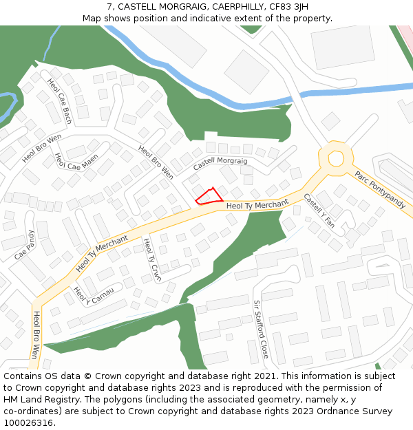 7, CASTELL MORGRAIG, CAERPHILLY, CF83 3JH: Location map and indicative extent of plot