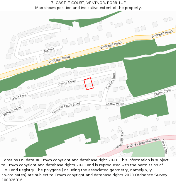 7, CASTLE COURT, VENTNOR, PO38 1UE: Location map and indicative extent of plot