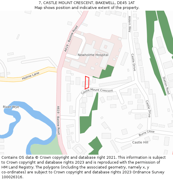 7, CASTLE MOUNT CRESCENT, BAKEWELL, DE45 1AT: Location map and indicative extent of plot