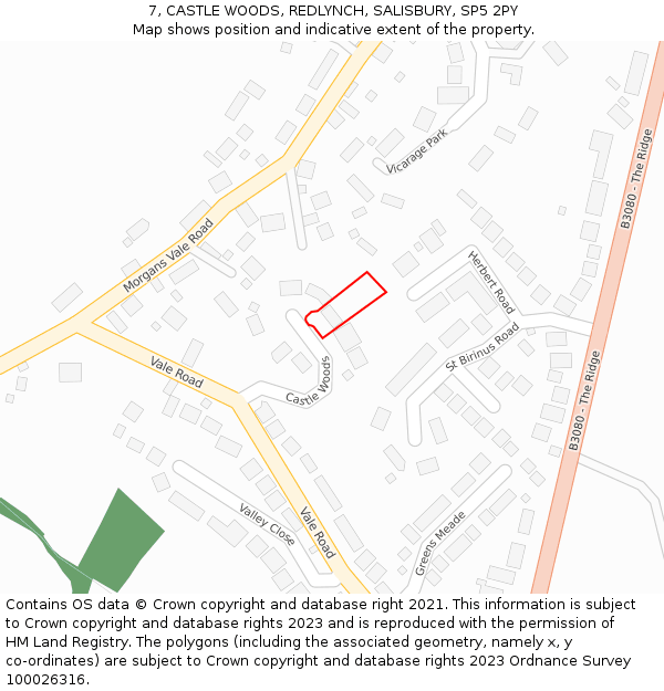 7, CASTLE WOODS, REDLYNCH, SALISBURY, SP5 2PY: Location map and indicative extent of plot