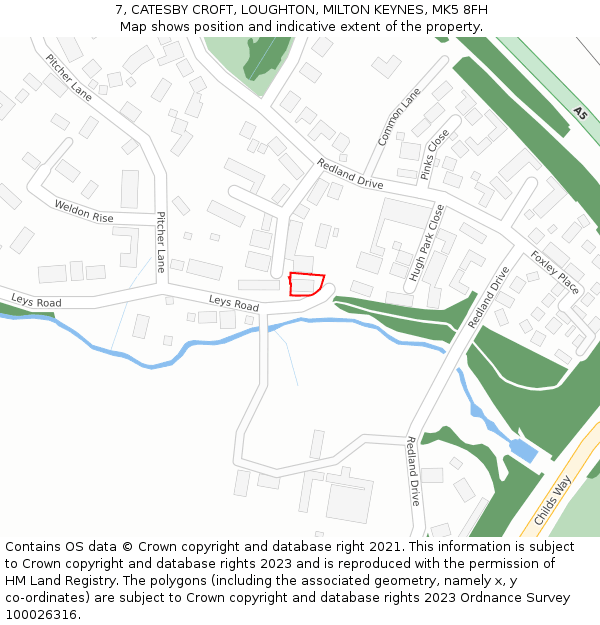 7, CATESBY CROFT, LOUGHTON, MILTON KEYNES, MK5 8FH: Location map and indicative extent of plot