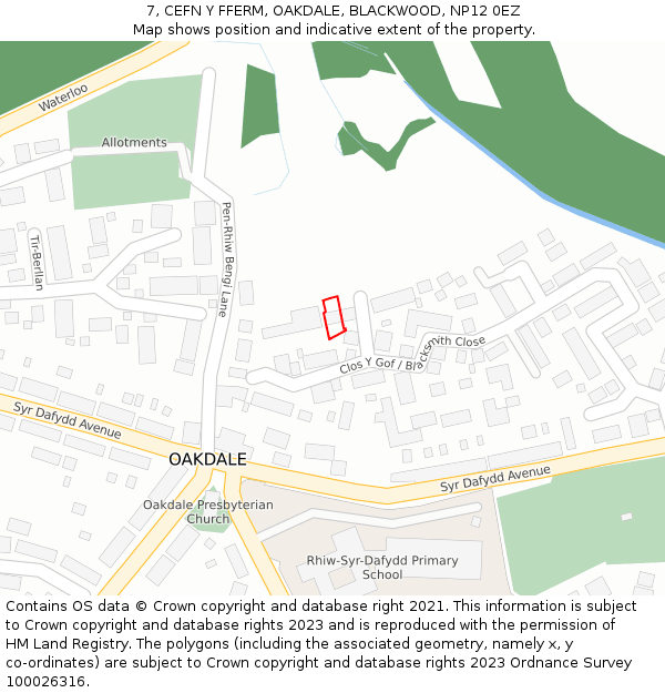 7, CEFN Y FFERM, OAKDALE, BLACKWOOD, NP12 0EZ: Location map and indicative extent of plot