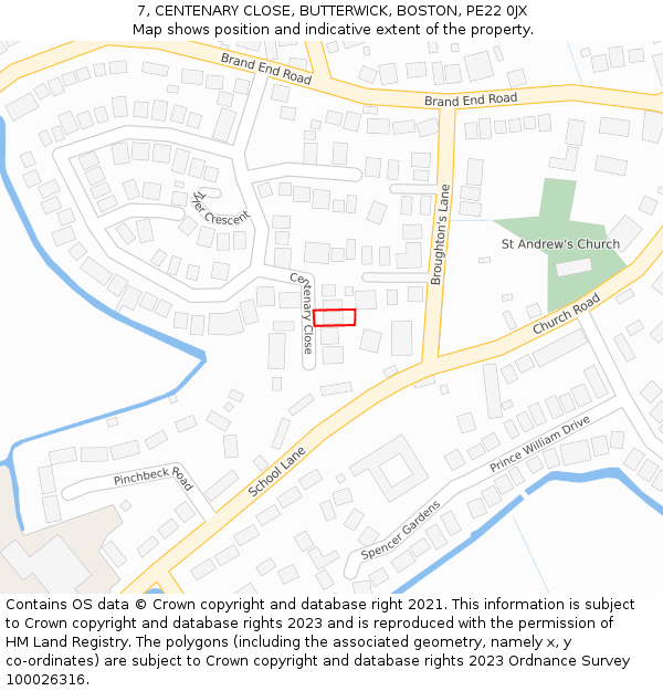 7, CENTENARY CLOSE, BUTTERWICK, BOSTON, PE22 0JX: Location map and indicative extent of plot