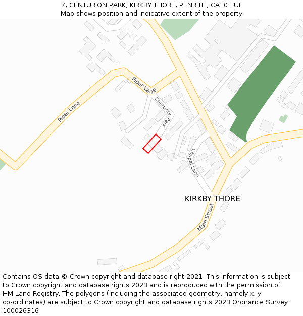 7, CENTURION PARK, KIRKBY THORE, PENRITH, CA10 1UL: Location map and indicative extent of plot