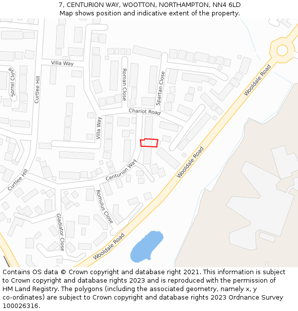 7, CENTURION WAY, WOOTTON, NORTHAMPTON, NN4 6LD: Location map and indicative extent of plot