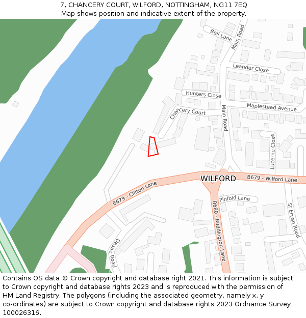 7, CHANCERY COURT, WILFORD, NOTTINGHAM, NG11 7EQ: Location map and indicative extent of plot