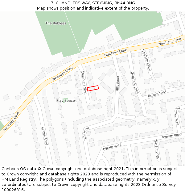 7, CHANDLERS WAY, STEYNING, BN44 3NG: Location map and indicative extent of plot