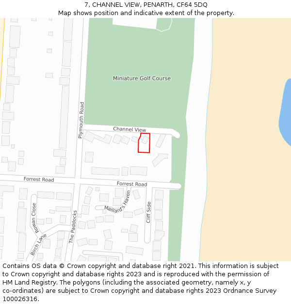 7, CHANNEL VIEW, PENARTH, CF64 5DQ: Location map and indicative extent of plot