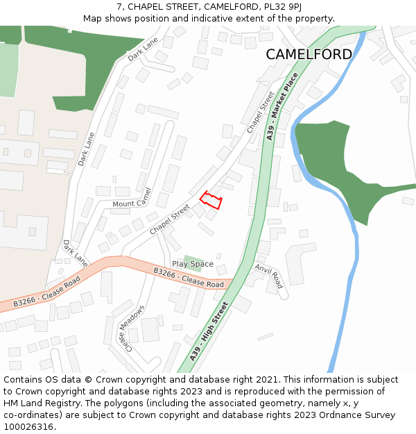 7, CHAPEL STREET, CAMELFORD, PL32 9PJ: Location map and indicative extent of plot