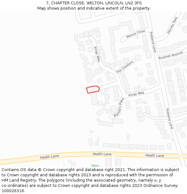 7, CHAPTER CLOSE, WELTON, LINCOLN, LN2 3FS: Location map and indicative extent of plot