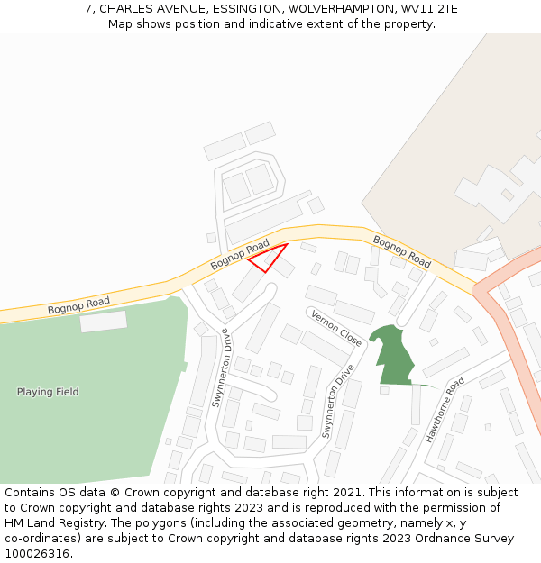 7, CHARLES AVENUE, ESSINGTON, WOLVERHAMPTON, WV11 2TE: Location map and indicative extent of plot