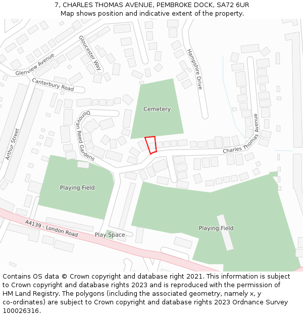 7, CHARLES THOMAS AVENUE, PEMBROKE DOCK, SA72 6UR: Location map and indicative extent of plot