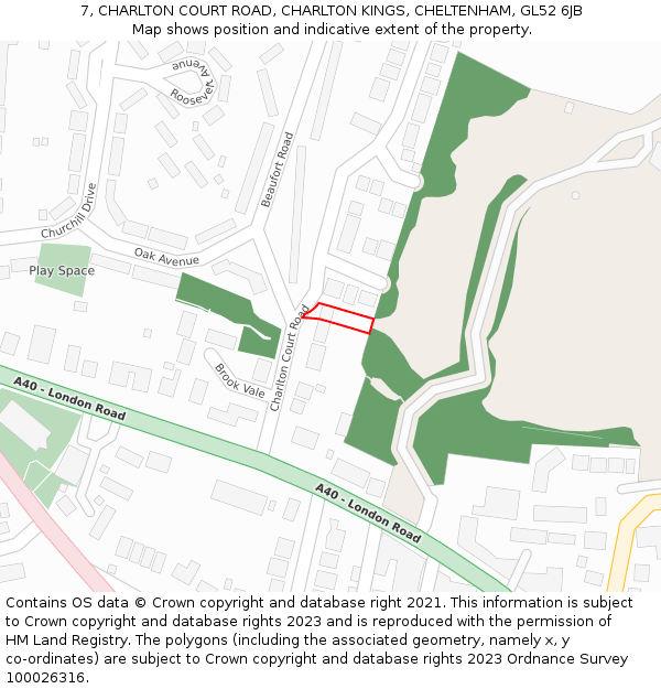 7, CHARLTON COURT ROAD, CHARLTON KINGS, CHELTENHAM, GL52 6JB: Location map and indicative extent of plot