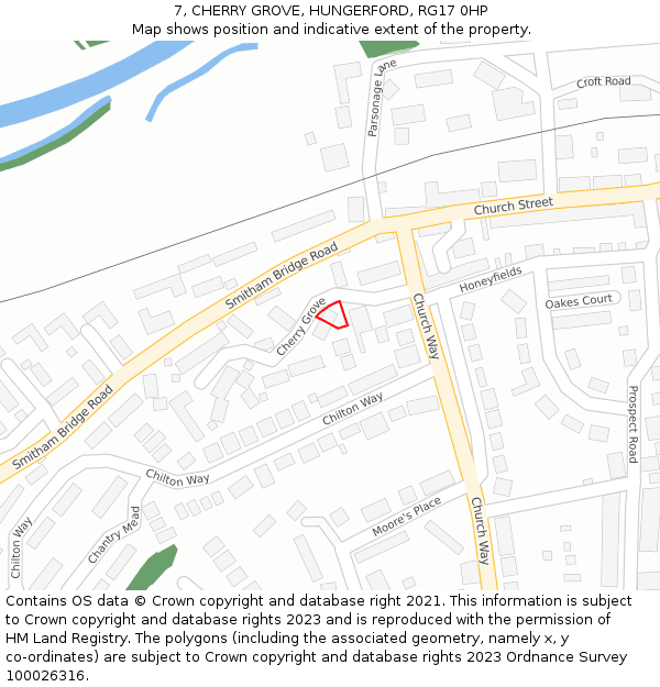 7, CHERRY GROVE, HUNGERFORD, RG17 0HP: Location map and indicative extent of plot