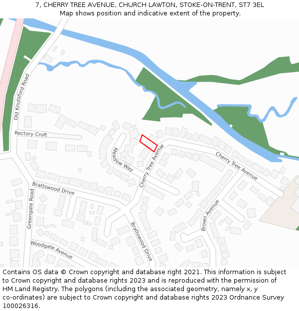 7, CHERRY TREE AVENUE, CHURCH LAWTON, STOKE-ON-TRENT, ST7 3EL: Location map and indicative extent of plot