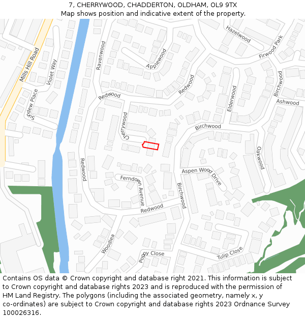 7, CHERRYWOOD, CHADDERTON, OLDHAM, OL9 9TX: Location map and indicative extent of plot