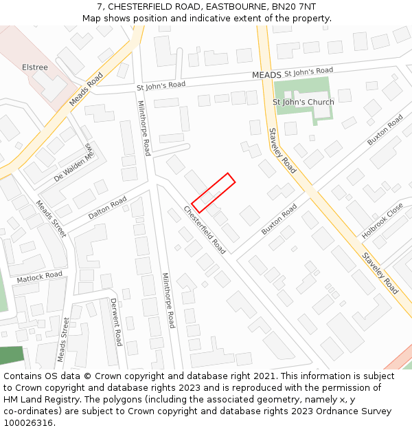 7, CHESTERFIELD ROAD, EASTBOURNE, BN20 7NT: Location map and indicative extent of plot